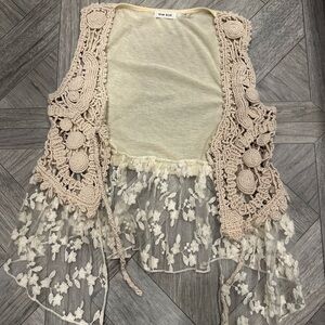 Blue Bird Beige Crochet Lace Top
